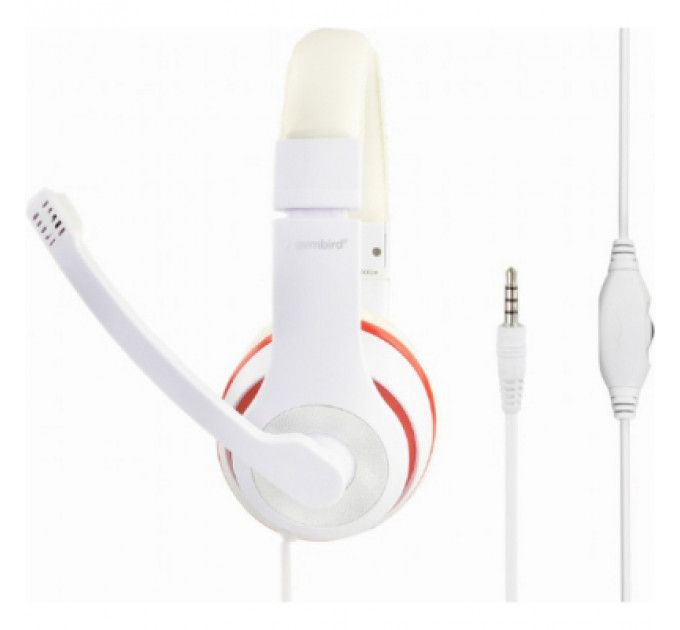 Навушники Gembird MHS-03 White/Red (MHS-03-WTRD)