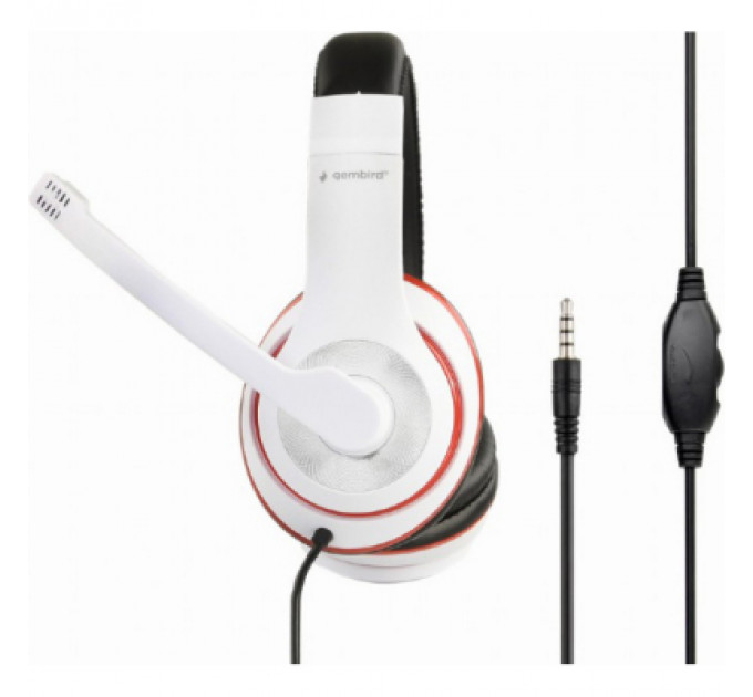 Навушники Gembird MHS-03 White/Red/Black (MHS-03-WTRDBK)