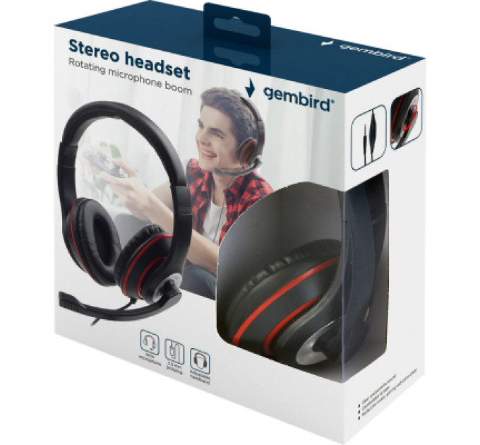 Навушники Gembird MHS-03-BKRD Black/Red (MHS-03-BKRD)