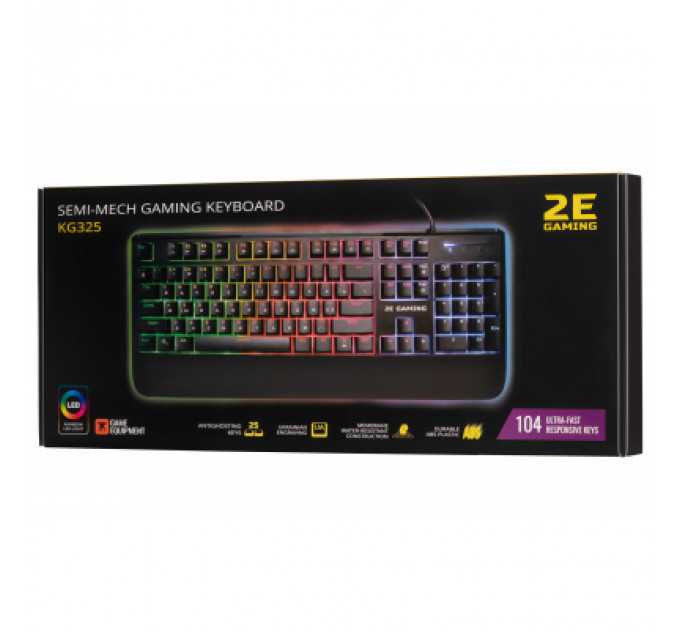 Клавіатура 2E GAMING KG325 LED USB Black (2E-KG325UB)