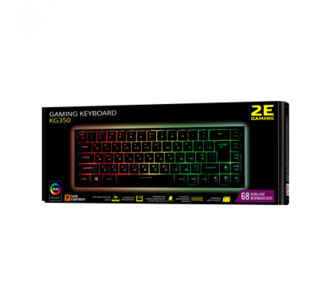Клавіатура 2E GAMING KG350 RGB 68key USB Black (2E-KG350UBK)