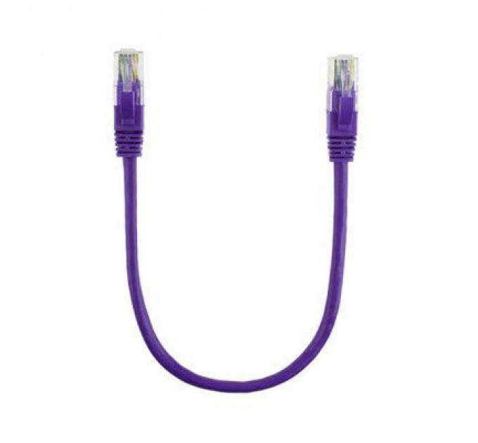 Патч-корд 0.3м, RJ-45, Cat.5e, CU, мідь, фіолетовий Ritar (PCR-CU/0.3Pe / 14090)