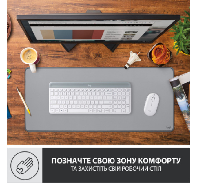 Килимок для мишки Logitech Desk Mat Studio Series Mid Grey (956-000052)