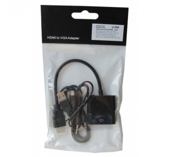 Перехідник ST-Lab HDMI male to VGA F (з кабелями аудіо і живлення від USB) (U-990)