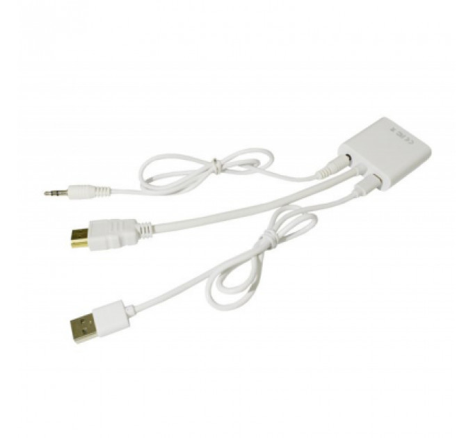 Перехідник HDMI M to VGA F (з кабелями аудіо і живлення від USB) ST-Lab (U-990 white)