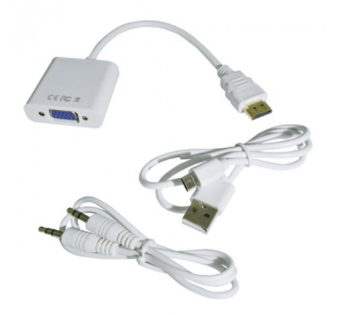 Перехідник HDMI M to VGA F (з кабелями аудіо і живлення від USB) ST-Lab (U-990 white)