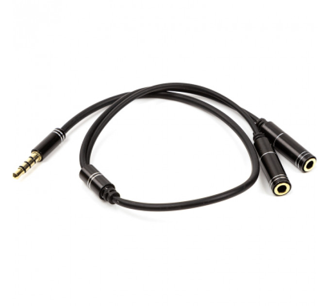 Перехідник 3.5 mm (M) - 2x3.5 mm (F), 4 pin, 0.2 m PowerPlant (CA913206)