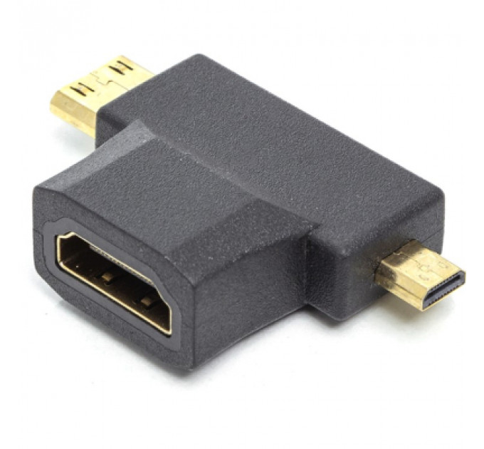 Перехідник HDMI (F) to mini HDMI (M) / micro HDMI (M) PowerPlant (CA912056)
