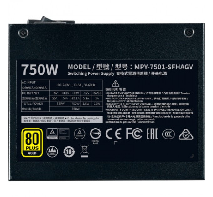 CoolerMaster Блок живлення CoolerMaster 750W V750 SFX GOLD (MPY-7501-SFHAGV-EU)