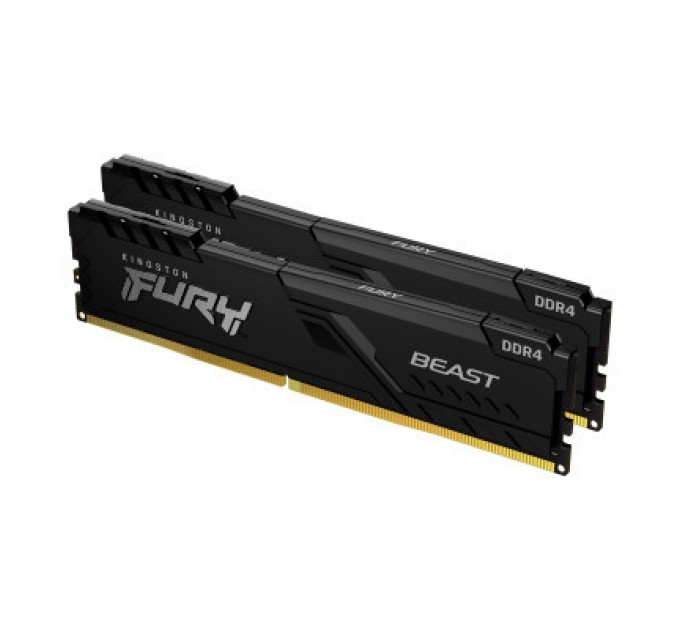 Kingston Fury (ex.HyperX) Модуль пам'яті для комп'ютера DDR4 32GB (2x16GB) 3733 MHz Fury Beast Black Kingston Fury (ex.HyperX) (KF437C19BB1K2/32)