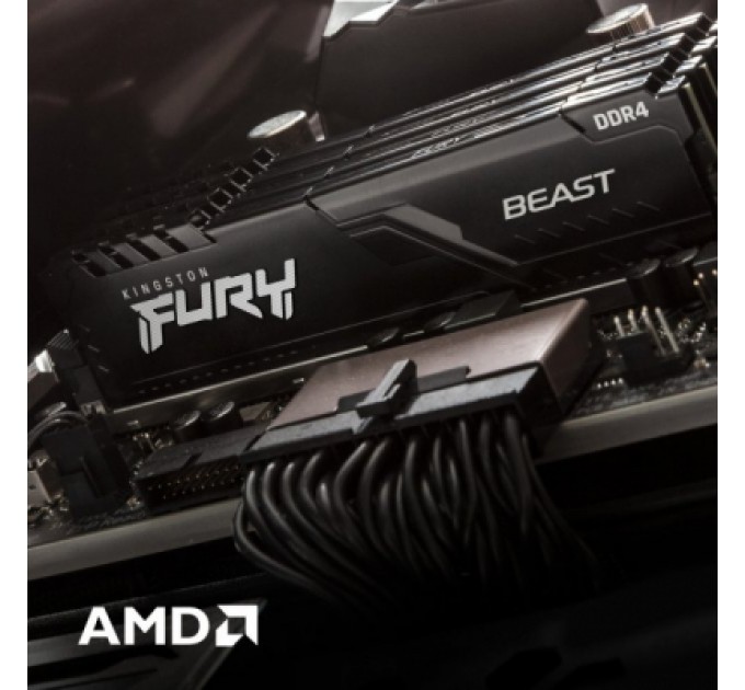 Kingston Fury (ex.HyperX) Модуль пам'яті для комп'ютера DDR4 16GB 2666 MHz FURY Beast Black Kingston Fury (ex.HyperX) (KF426C16BB/16)