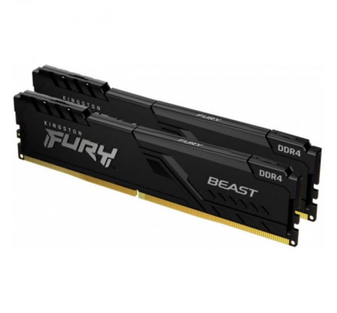 Kingston Fury (ex.HyperX) Модуль пам'яті для комп'ютера DDR4 32GB (2x16GB) 2666 MHz FURY Beast Black Kingston Fury (ex.HyperX) (KF426C16BBK2/32)