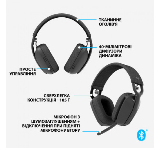 Навушники Logitech Zone Vibe 100 Wireless Graphite (981-001213)