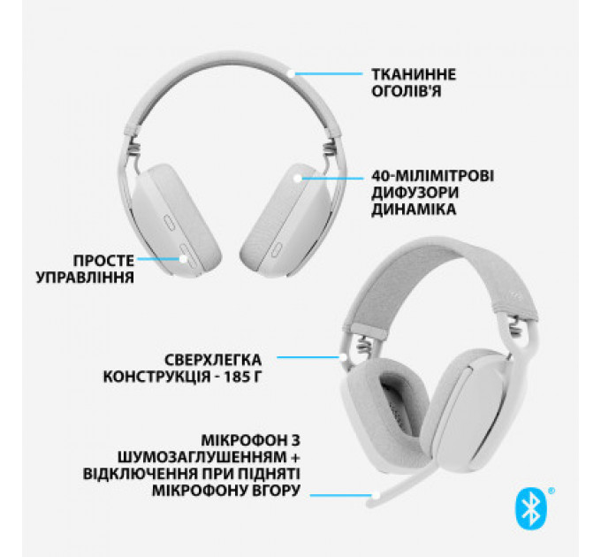 Навушники Logitech Zone Vibe 100 Wireless Off-White (981-001219)