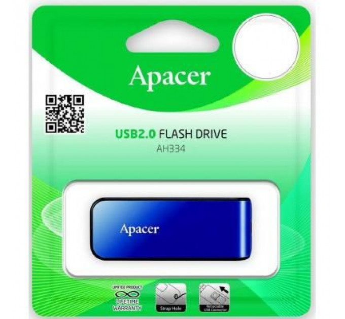 USB флеш накопичувач Apacer 32GB AH334 blue USB 2.0 (AP32GAH334U-1)