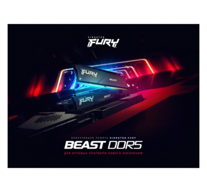 Kingston Fury (ex.HyperX) Модуль пам'яті для комп'ютера DDR5 16GB 6000 MHz Beast Black Kingston Fury (ex.HyperX) (KF560C40BB-16)