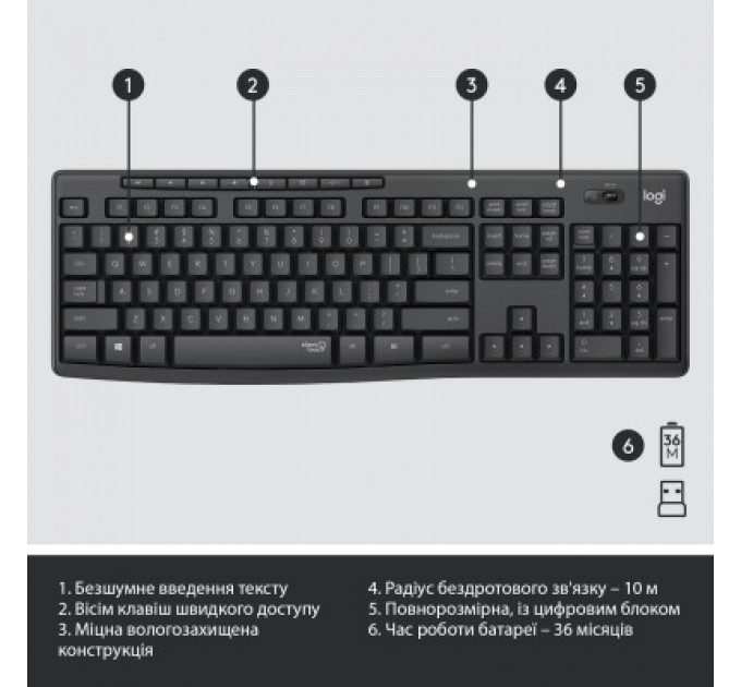 Комплект Logitech MK295 Silent UA Graphite (920-009800)