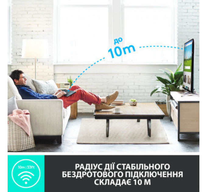 Клавіатура Logitech K400 Plus Touch Wireless UA Black (920-007145)