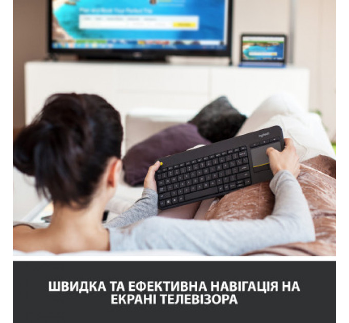 Клавіатура Logitech K400 Plus Touch Wireless UA Black (920-007145)