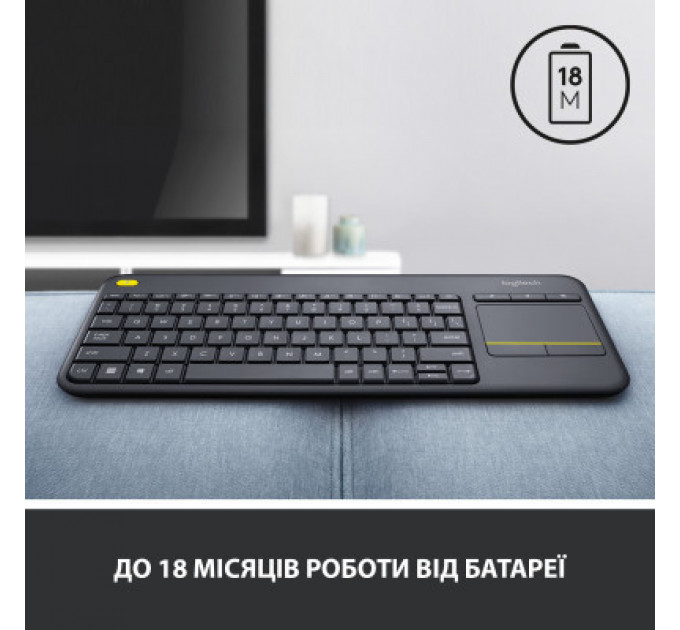 Клавіатура Logitech K400 Plus Touch Wireless UA Black (920-007145)