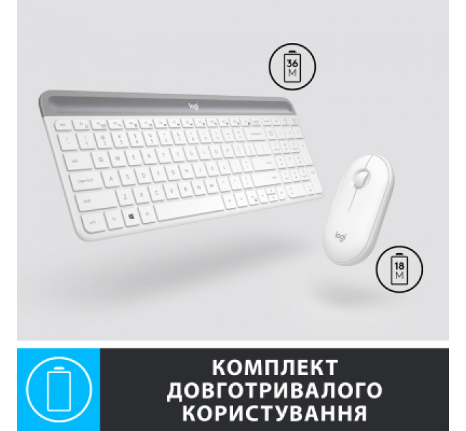 Комплект Logitech MK470 Slim Wireless UA Off-White (920-009205)