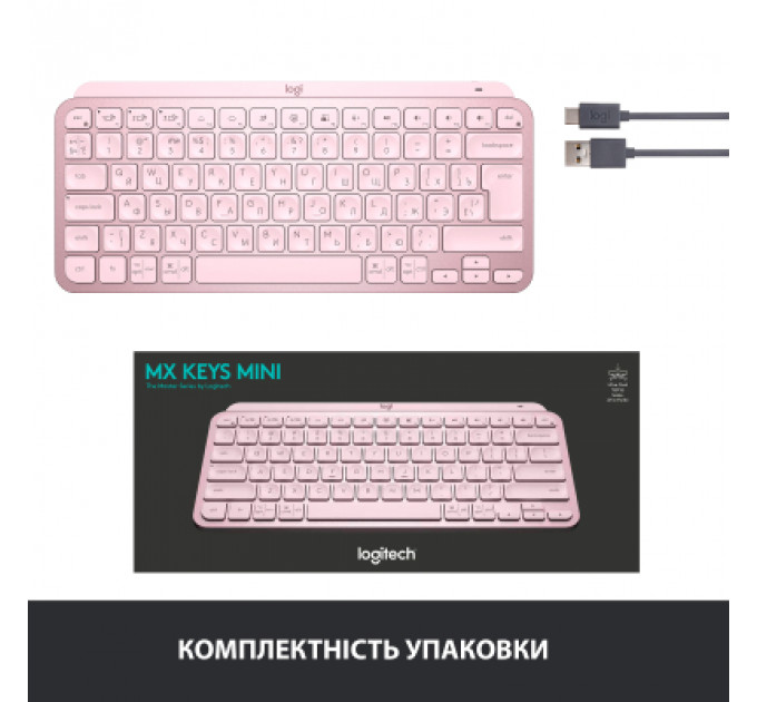 Клавіатура Logitech MX Keys Mini Wireless Illuminated UA Rose (920-010500)