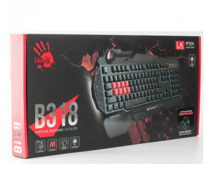 Клавіатура A4Tech Bloody B318 Black USB Black (Bloody B318 Black LK Black)