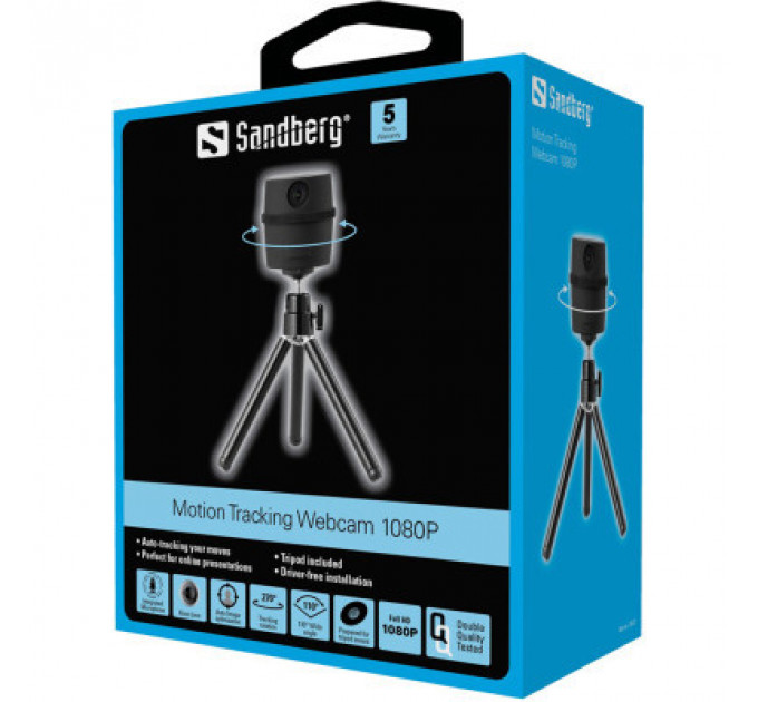 Веб-камера Sandberg Motion Tracking Webcam 1080P + Tripod Black (134-27)