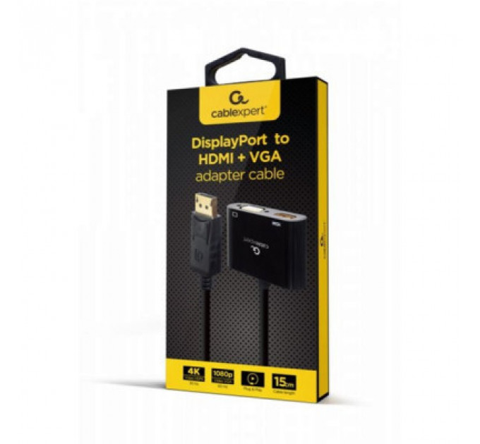 Перехідник Cablexpert DisplayPort to HDMI/VGA (A-DPM-HDMIFVGAF-01)