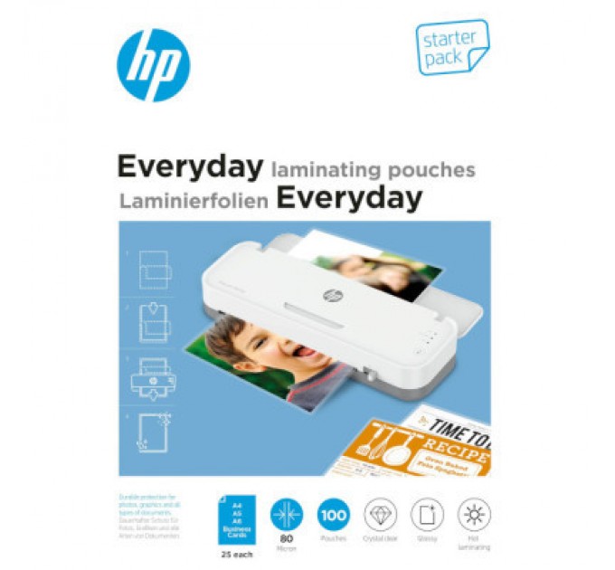 Плівка для ламінування HP Everyday Laminating Pouches, Starter Set, 80 Mic, 60 x 95, 100 pcs (25 x A (9158) (838144)