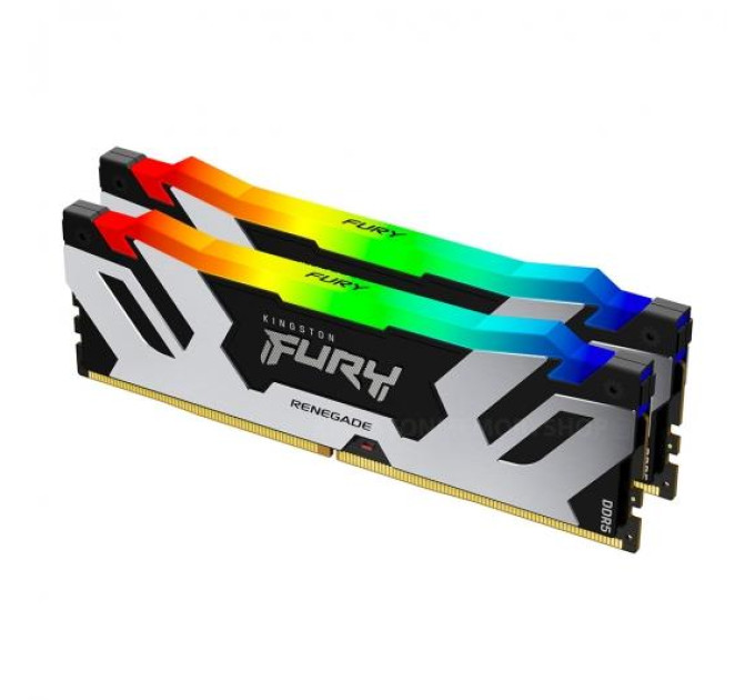 Kingston Fury (ex.HyperX) Модуль пам'яті для комп'ютера DDR5 32GB (2x16GB) 6400 MHz Renegade Silver RGB Kingston Fury (ex.HyperX) (KF564C32RSAK2-32)
