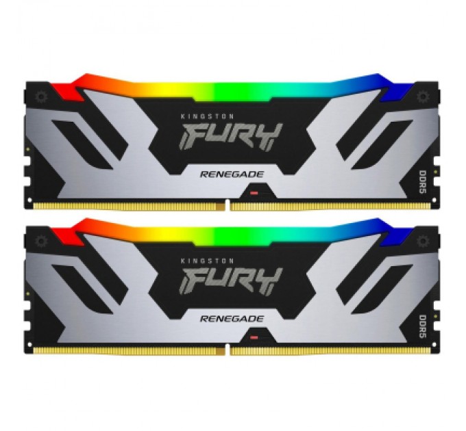 Kingston Fury (ex.HyperX) Модуль пам'яті для комп'ютера DDR5 32GB (2x16GB) 6400 MHz Renegade Silver RGB Kingston Fury (ex.HyperX) (KF564C32RSAK2-32)
