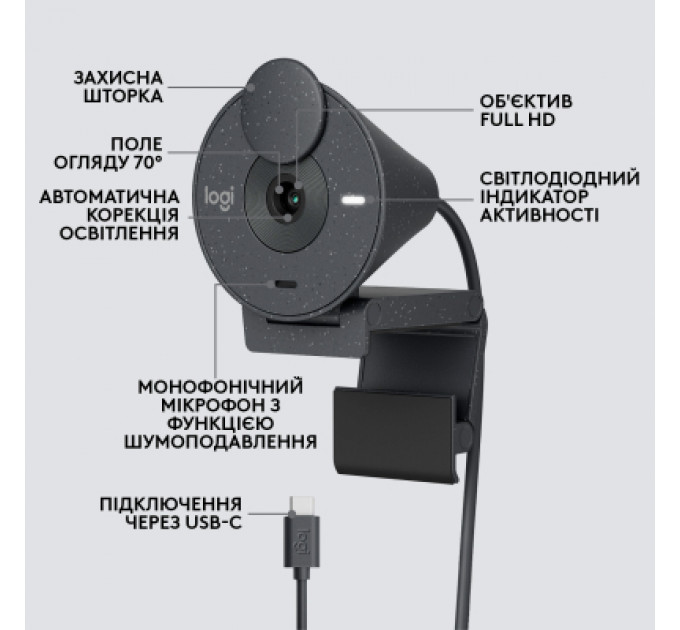 Веб-камера Logitech Brio 300 FHD Graphite (960-001436)