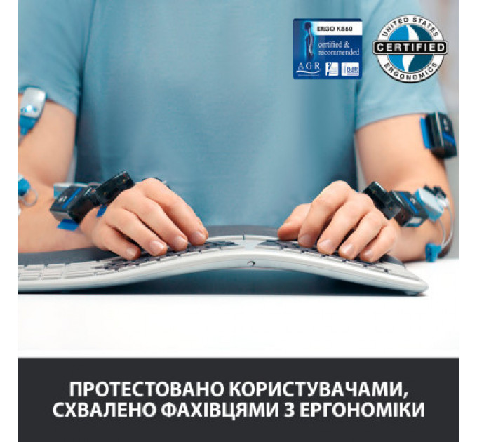 Клавіатура Logitech ERGO K860 for Business Bluetooth/Wireless UA Black (920-010352)