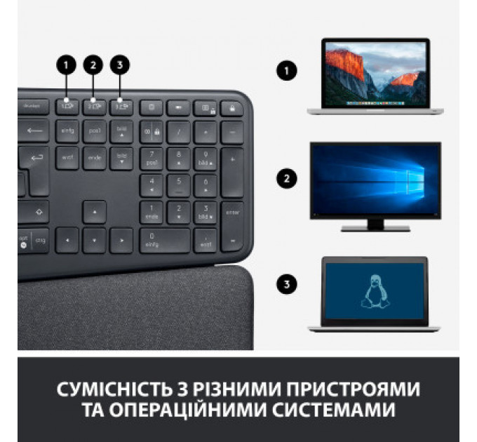 Клавіатура Logitech ERGO K860 for Business Bluetooth/Wireless UA Black (920-010352)