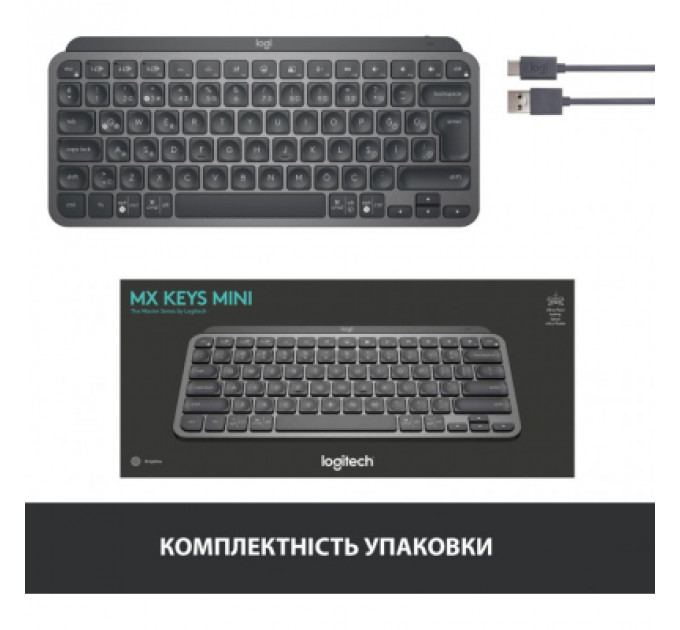 Клавіатура Logitech MX Keys Mini Wireless Illuminated UA Graphite (920-010498)