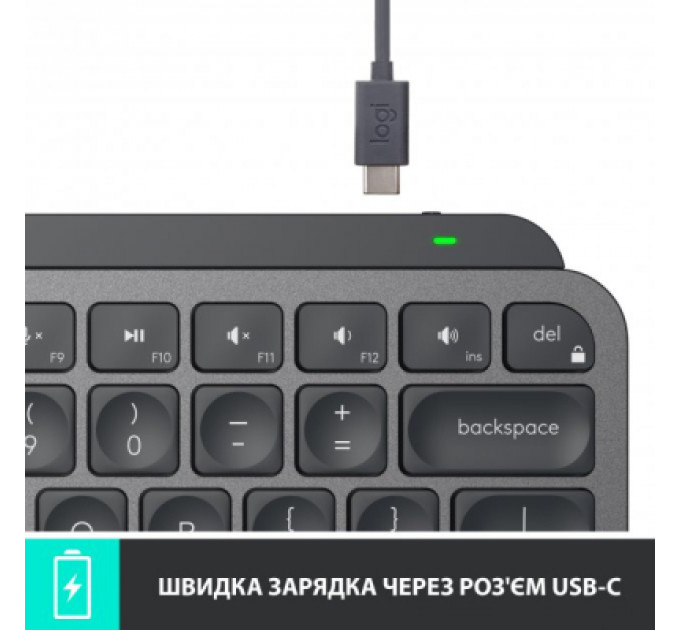 Клавіатура Logitech MX Keys Mini Wireless Illuminated UA Graphite (920-010498)