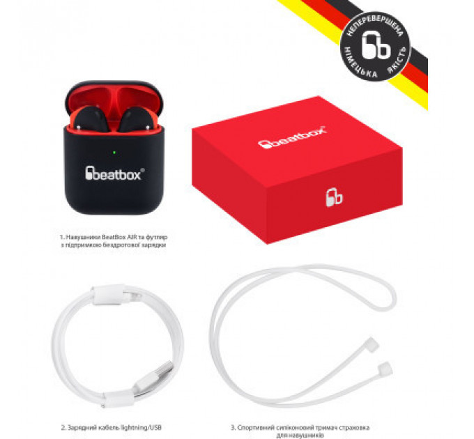 Навушники BeatBox PODS AIR 2 Wireless Сharging Black-Red (bbpair2wcbr)