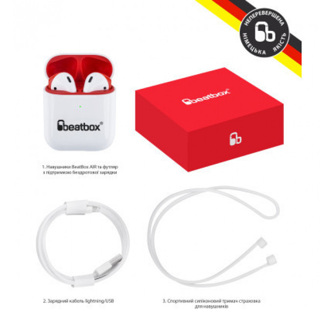 Навушники BeatBox PODS AIR 2 Wireless Charging White-Red (bbpair2wcwr)