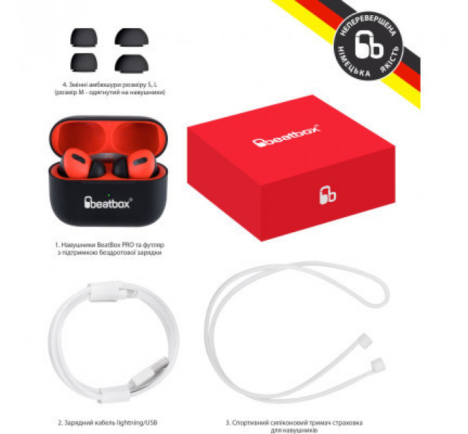 Навушники BeatBox PODS PRO 1 Wireless Charging Black-Red (bbppro1wcbr)
