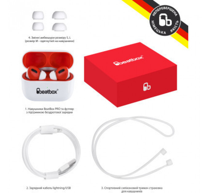 Навушники BeatBox PODS PRO 1 Wireless Charging White-Red (bbppro1wcwr)