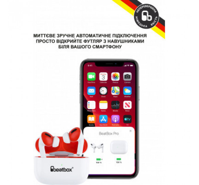 Навушники BeatBox PODS PRO 1 Wireless Charging White-Red (bbppro1wcwr)