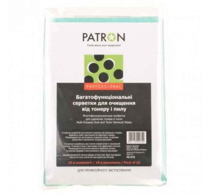 Серветки Patron Multi-Purpose Dust and Toner Removal Wipes, 10psc (F5-015)