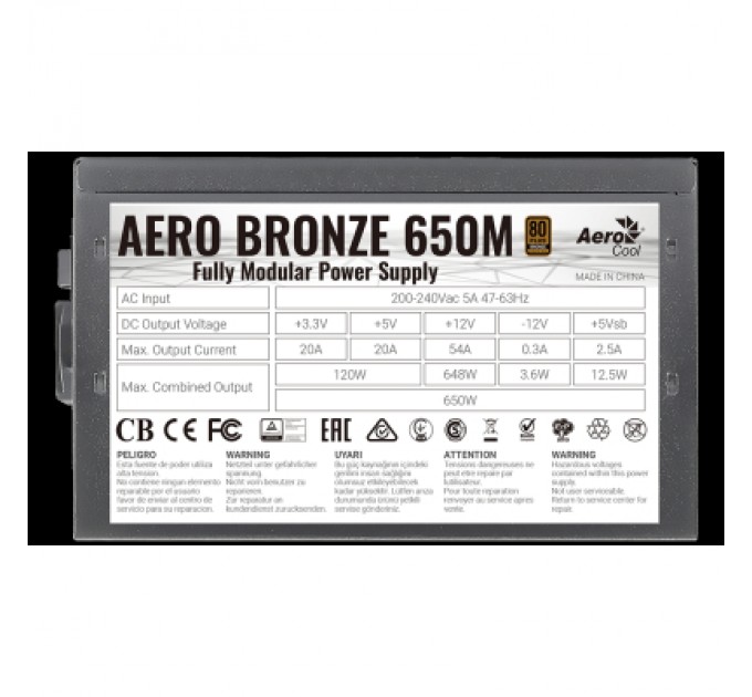 AeroCool Блок живлення AeroCool 650W Aero Bronze (ACPB-AR65AEC.1M)