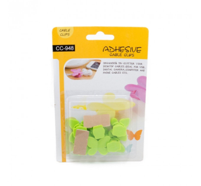 Тримач для кабелю Extradigital CC-948 Cable Clips butterfly, Green (KBC1713)