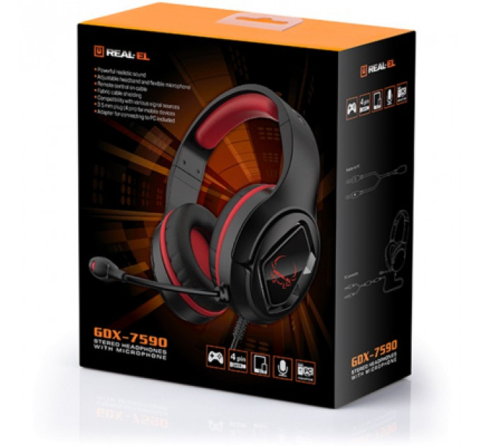 Навушники REAL-EL GDX-7590 Black-Red