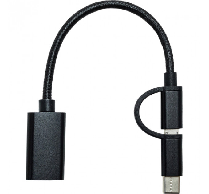 Перехідник OTG AC-150 2in1 USB 3.0 - MicroUSB USB Type-C Black XoKo (AC-150-BK)