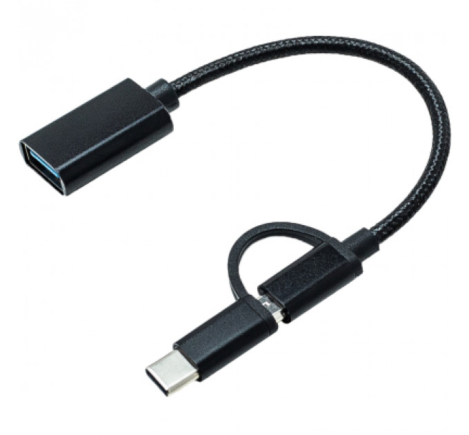 Перехідник OTG AC-150 2in1 USB 3.0 - MicroUSB USB Type-C Black XoKo (AC-150-BK)