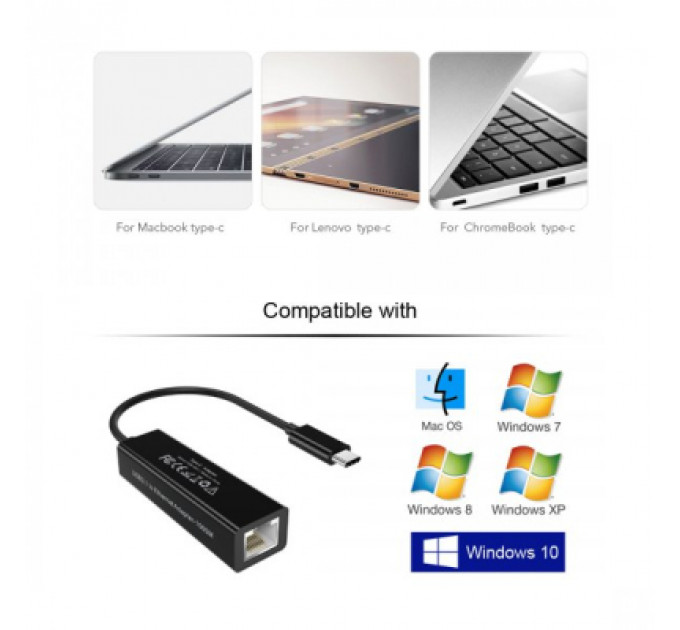 Адаптер USB-C to Gigabit Ethernet Choetech (HUB-R01)