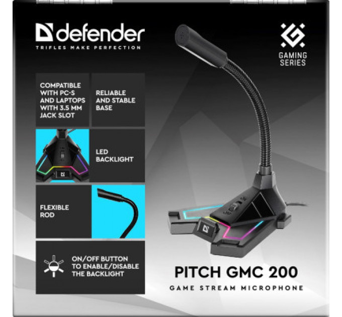 Мікрофон Defender Pitch GMC 200 3.5 мм LED (64620)